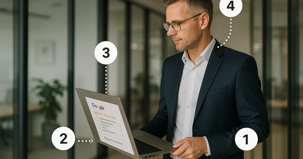 Illustration: google bewertung melden schritt fuer schritt – Google-Bewertungen, Entferne-Bewertungen.de